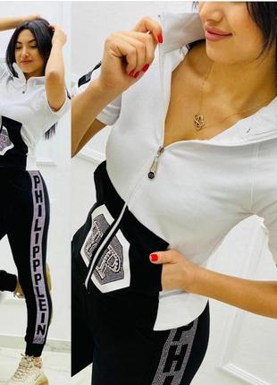 Стильный летний костюм, люкс качество, стразы сваровски, размер ххл.