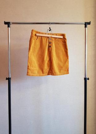 Мини юбка из насыщенного желтого вельвета