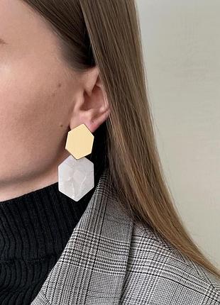 Сережки, кульчики, сережки, комбіновані, комбіновані, перламутрові