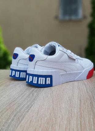 Кроссовки женские puma cali (белый, синие, красные)8 фото