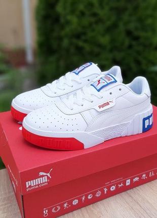 Кроссовки женские puma cali (белый, синие, красные)