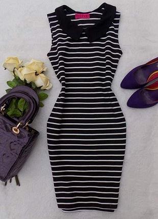 Платье в полоску с воротничком boohoo