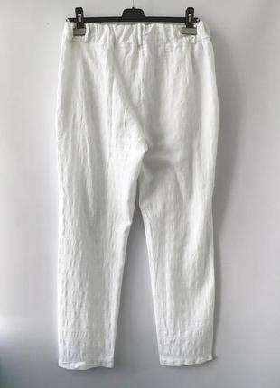 Зауженные белые брюки на резинке с высокой посадкой, италия, 100% хлопок2 фото