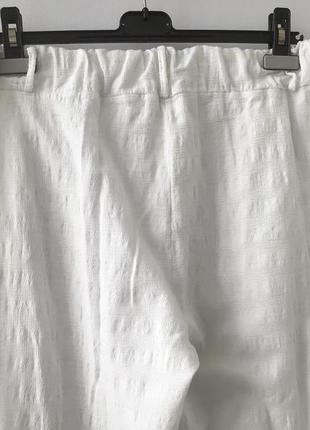 Зауженные белые брюки на резинке с высокой посадкой, италия, 100% хлопок5 фото