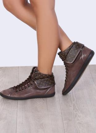 Кроссовки louis vuitton brown suede monogram canvas brea high