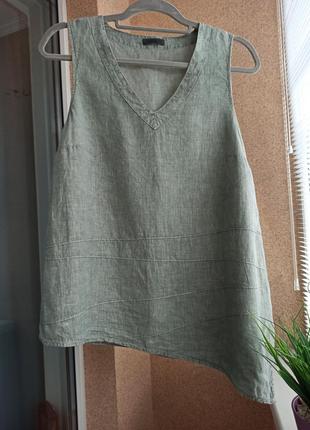 Гарна якісна лляна асиметрична блуза 100% льон