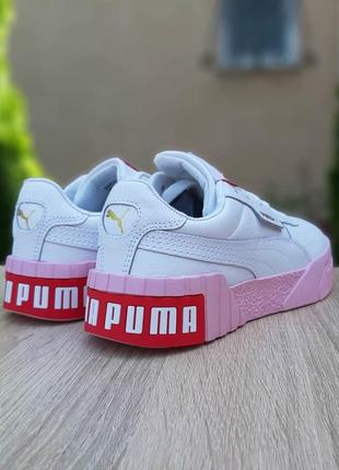 Кроссовки женские puma cali (белые, розовые)6 фото