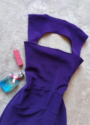 Красивое плотное фиолетовое бандажное платье мини5 фото