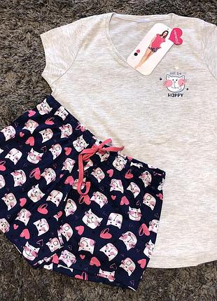 Бавовняна жіноча піжама з шортами