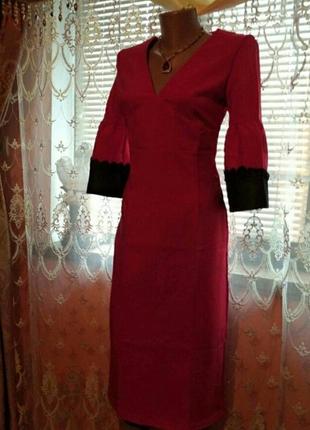 Облегающее платье миди, рукава кружево 6