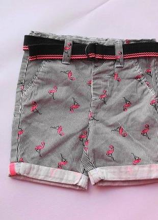 Primark. стильные шорты с пояском 6-9 мес девочке. фламинго.