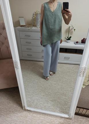 Красивая качественная льняная асимметричная блуза 100% лен8 фото