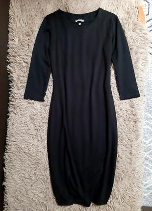 Базовое черное платье футляр карандаш миди трикотаж классика4 фото