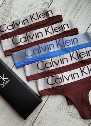 Подарунковий набір стрінги calvin klein - 5 шт в коробці2 фото