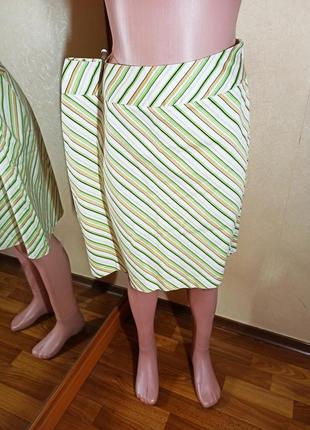 Яркая юбка в косую полоску из хлопка2 фото