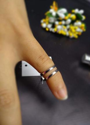 Серебряное безразмерное двойное модное фаланговое кольцо размер 144 фото