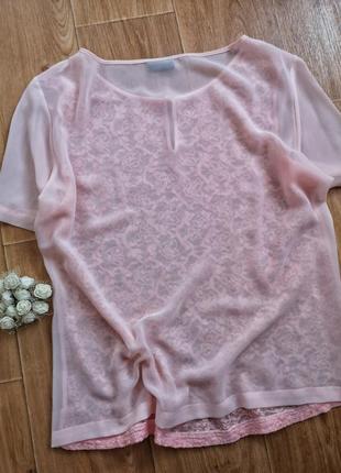 Красивая блуза гипюровая розового цвета5 фото