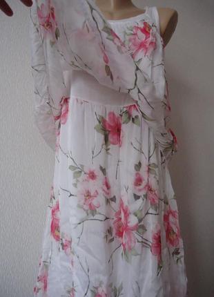 Шикарное шелковое платье с цветами италия5 фото