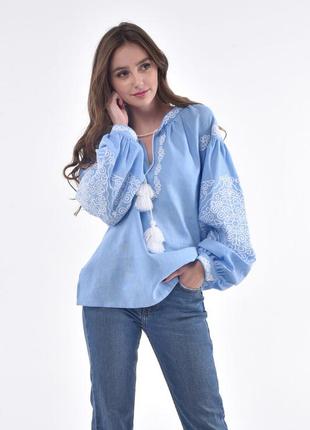 Вишиванка жіноча "морозець" блакитна