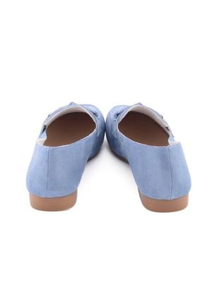 Стильные синие голубые замшевые туфли лоферы балетки мокасины низкий ход3 фото