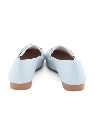 Стильные голубые туфли балетки лоферы мокасины низкий ход5 фото