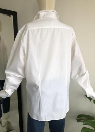 Белая хлопковая рубашка мужского кроя базовая вещь тренд6 фото