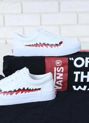 Кеди vans old skool bape shark white3 фото