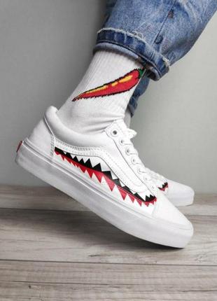 Кеди vans old skool bape shark white2 фото