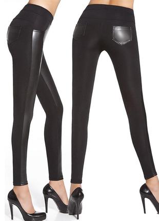 Легінси bas bleu ingrid 200 leggings з вставками з еко шкіри1 фото