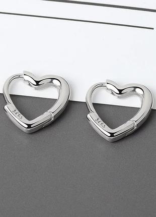 Сережки сердечка срібло 925 покриття кульчики серце