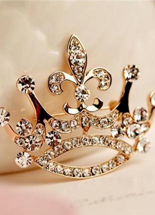 Брошь брошка  корона серебро золото камни булавка7 фото