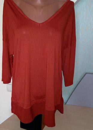 Терракотовая трикотажная блуза от f&f1 фото
