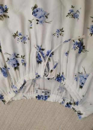 Нарядная блуза топ нежная блуза с голубыми цветами5 фото