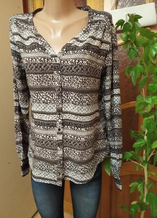 Длинная женская блуза с длинным рукавом в орнамент р.s /m (44/46)