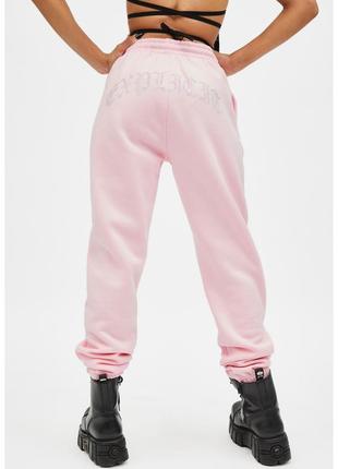 Штани на флісі теплі спортивні рожеві зі стразами кишенями hidden cult juicy explicit5 фото