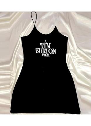 Omighty tim burton film dollskill сукня чорна коротка облягаюча готична2 фото