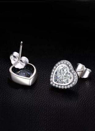 Сережки срібло 925 серце ♥ в стилі pandora, сережки гвоздики пандора2 фото