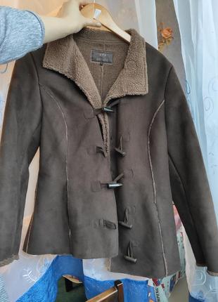 Дублянка коричнева куртка шуба 44 46 жіноча дафлкот монтикот вінтаж ретро