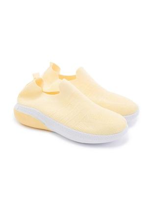 Стильные желтые кроссовки из текстиля сетка летние дышащие мокасины3 фото