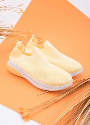 Стильные желтые кроссовки из текстиля сетка летние дышащие мокасины2 фото