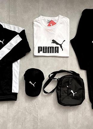 Мужской спортивный костюм комплект preto puma + футболка