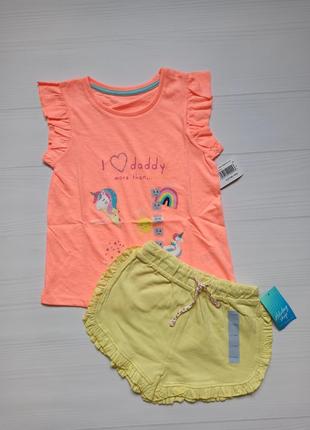 Новый летний костюм футболка и шорты для девочки  единорожки matalan 98,104,110,1163 фото