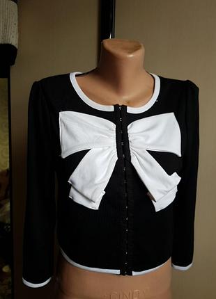Блуза бант чорно біла