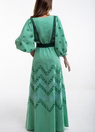 Платье вышитое леля зеленая5 фото