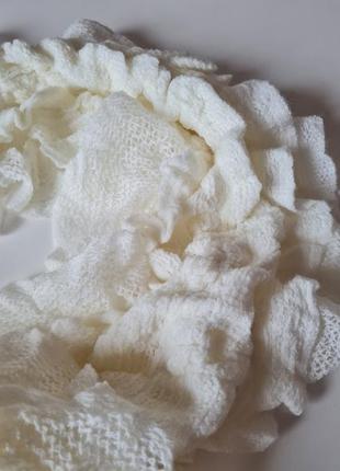 Белый ажурный шарфик5 фото