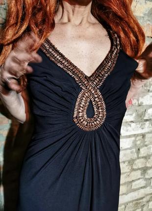 Платье сарафан макси длинное трикотажное стрейч с бусинами драпировкой star2 фото
