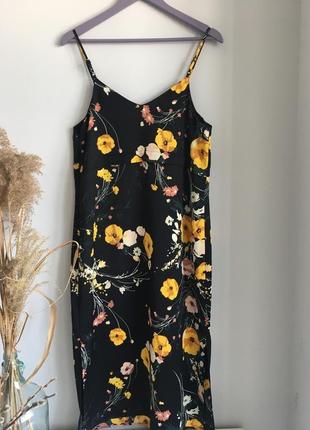 Платье комбинация в цветочный принт слип дресс marks&spencer