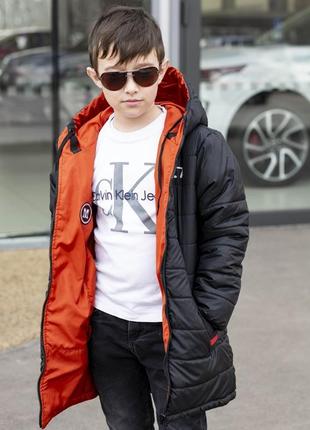 Стильная подростковая двухсторонняя куртка для мальчиков , размеры на рост 140, 1469 фото