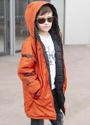 Стильная подростковая двухсторонняя куртка для мальчиков , размеры на рост 140, 1465 фото
