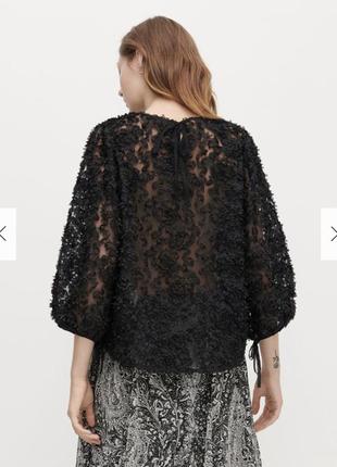 Блуза чорна блузка модна стильна мереживо мереживна2 фото